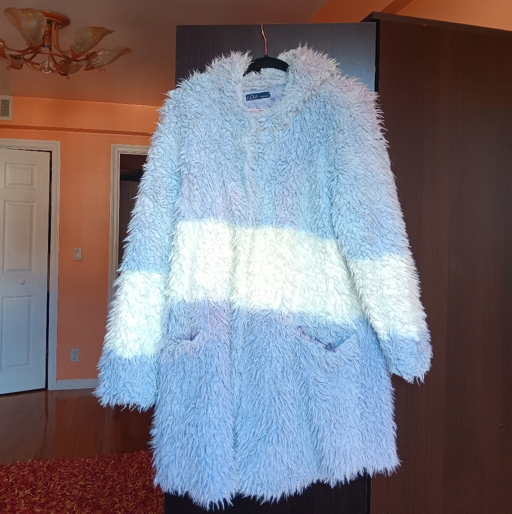 Lola Shaggy Faux Fur Ombre Hooded Jacket